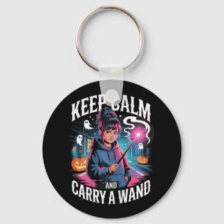 Keep Calm And Carry A Wand Teen Girl Halloween Wit Keychain