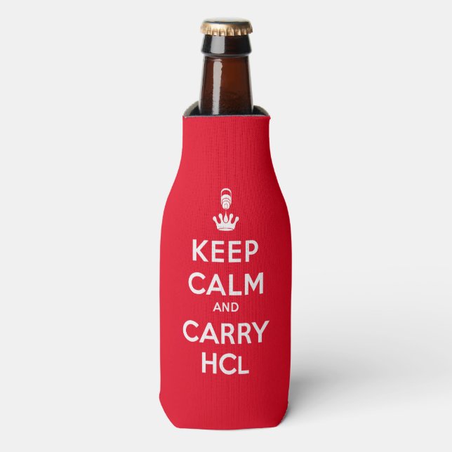 Keep Calm and Carry HCl Bottle Cooler (Bottle Front)