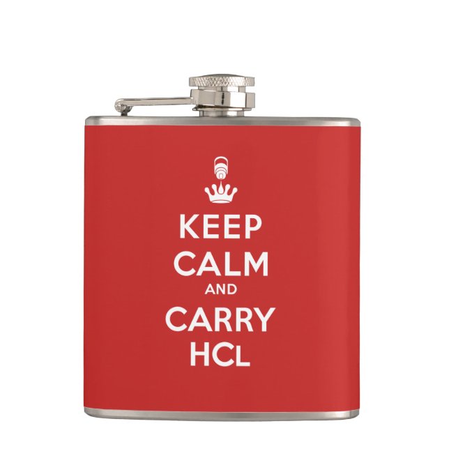 Keep Calm and Carry HCl- Geologist's Flask (Front)