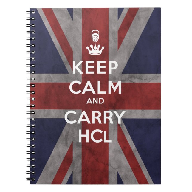 Keep Calm and Carry HCl (Union Jack Version) Notebook (Front)