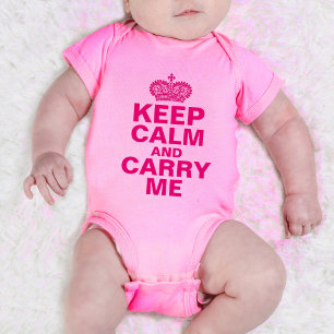 "Keep Calm and Carry Me" personalized baby girl Baby Bodysuit