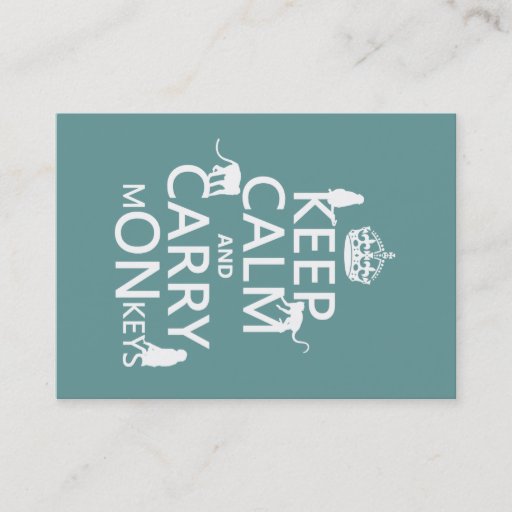 Customizable Keep Calm and Carry mONkeys - all colors Business Card