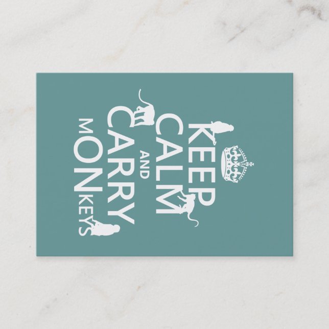 Keep Calm and Carry mONkeys - all colors Business Card (Front)