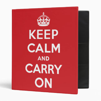 Keep Calm And Carry On 3 Ring Binder