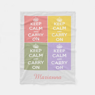 Keep Calm and Carry On 4 Panel Personalized Fleece Blanket