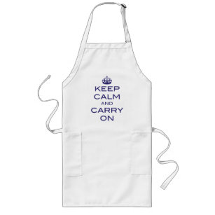 Keep Calm and Carry On Apron - Navy Blue