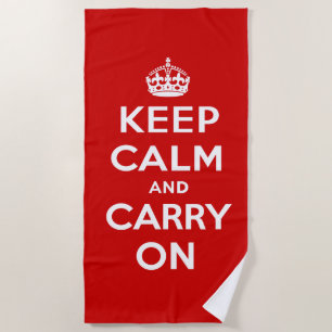 Keep Calm and Carry On Beach Towel