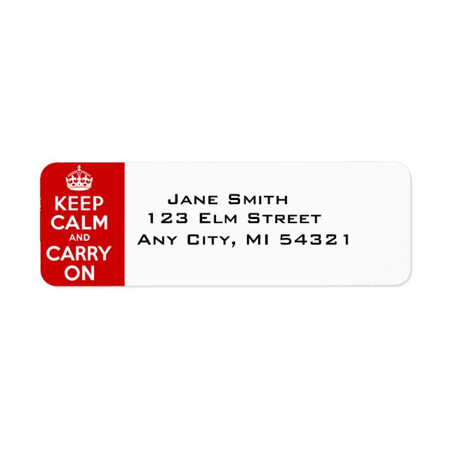 Keep Calm And Carry On best price Label (Front)