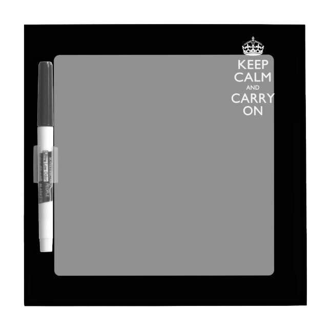 KEEP CALM AND CARRY ON Black Decor Dry-Erase Board (Front)