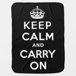 Keep Calm and Carry On (Black Design) Baby Blanket