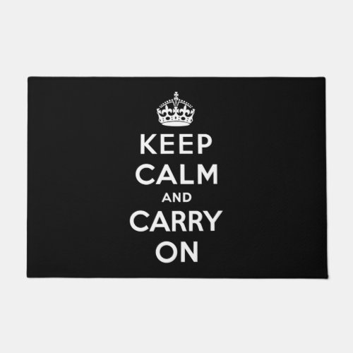 Keep Calm and Carry On Black Design Doormat