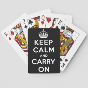 Keep Calm and Carry On (Black Design) Poker Cards