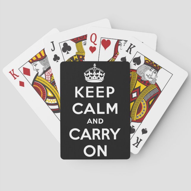 Keep Calm and Carry On (Black Design) Poker Cards (Back)