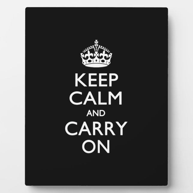 Keep Calm And Carry On Black Plaque (Front)