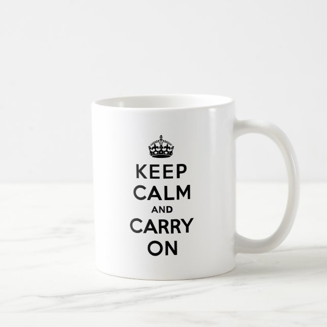 Keep Calm and Carry On Black Text Coffee Mug (Right)