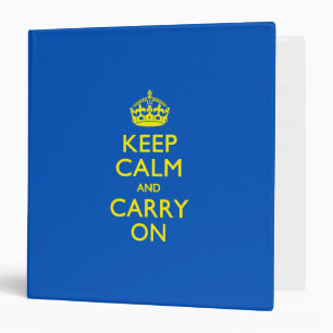KEEP CALM AND CARRY ON Blue 3 Ring Binder