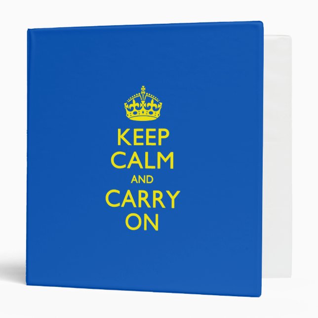 KEEP CALM AND CARRY ON Blue 3 Ring Binder (Front/Inside)