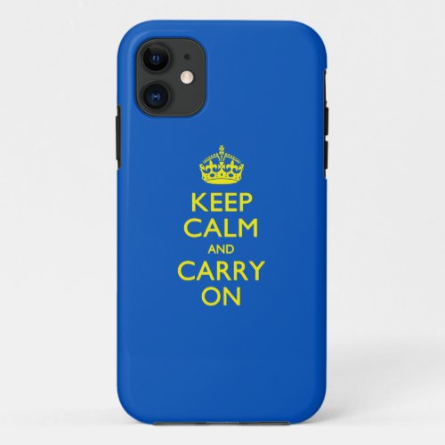 KEEP CALM AND CARRY ON Blue Decor iPhone 11 Case