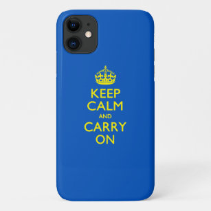 KEEP CALM AND CARRY ON Blue Decor iPhone 11 Case