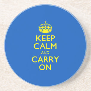 KEEP CALM AND CARRY ON Blue Drink Coaster