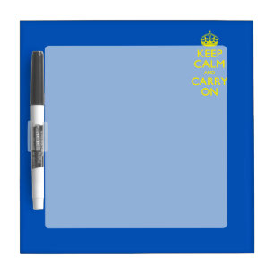 KEEP CALM AND CARRY ON Blue Dry-Erase Board