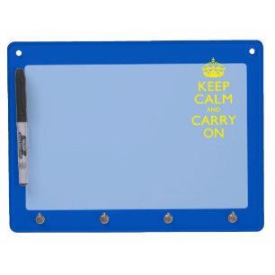 KEEP CALM AND CARRY ON Blue Dry Erase Board With Keychain Holder