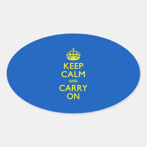 KEEP CALM AND CARRY ON Blue Oval Sticker