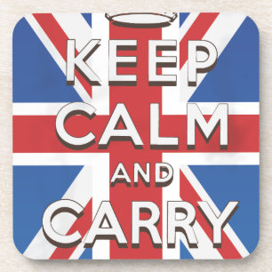Keep Calm and Carry On British Flag Drink Coaster