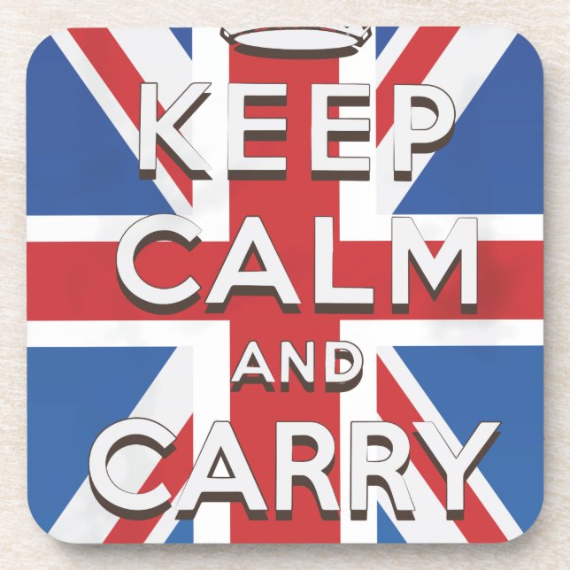 Keep Calm and Carry On British Flag Drink Coaster (Front)