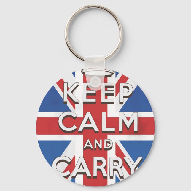 Keep Calm and Carry On British Flag Keychain (Front)