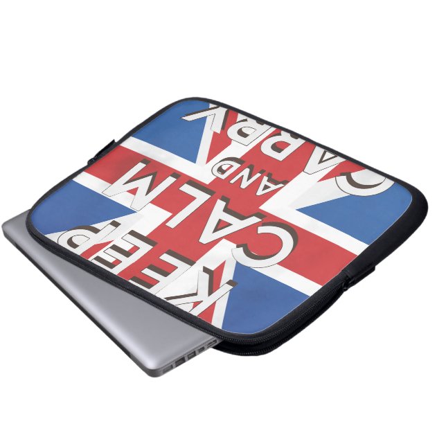 Keep Calm and Carry On British Flag Laptop Sleeve (Front Bottom)