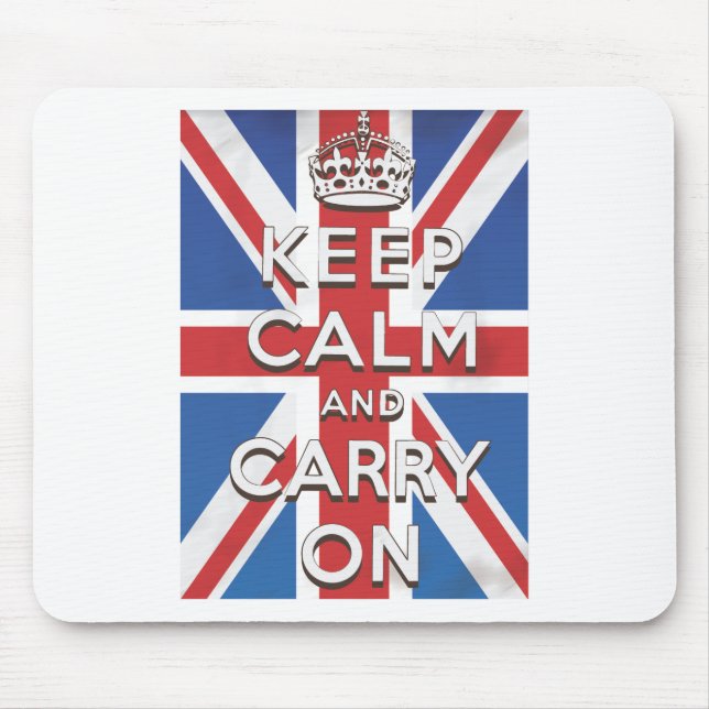 Keep Calm and Carry On British Flag Mouse Pad (Front)