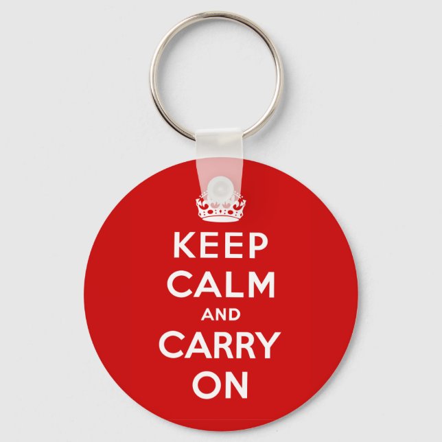 Keep Calm and Carry On British Poster on T shirts Keychain (Front)