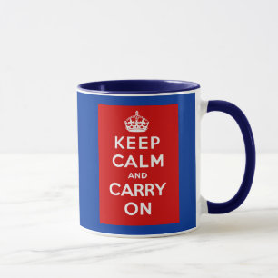 Keep Calm and Carry On British Poster on T shirts Mug