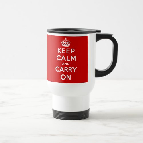 Keep Calm and Carry On British Poster on T shirts Travel Mug