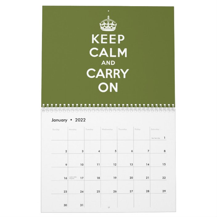 Keep Calm And Carry On Calendar