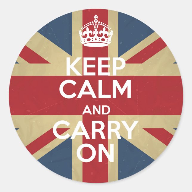 Keep Calm And Carry On Classic Round Sticker (Front)