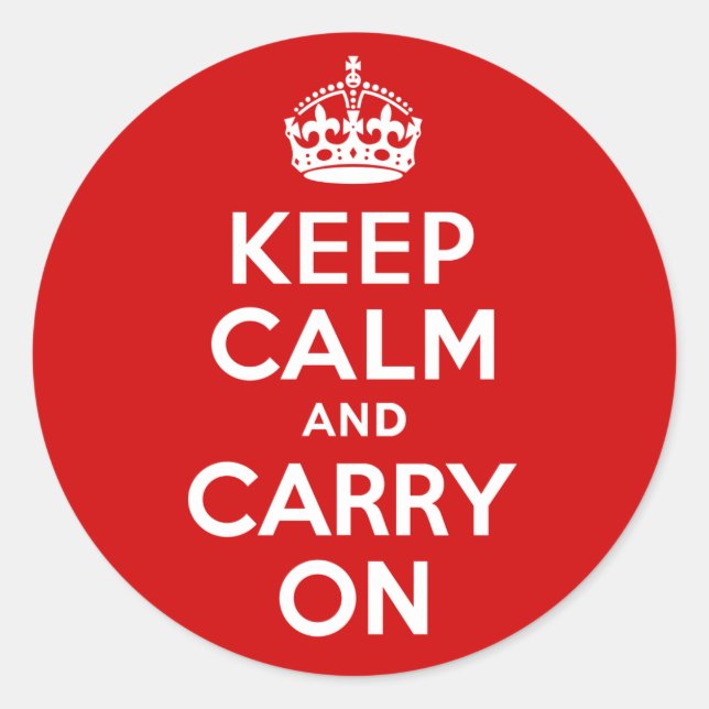 Keep Calm and Carry On Classic Round Sticker (Front)