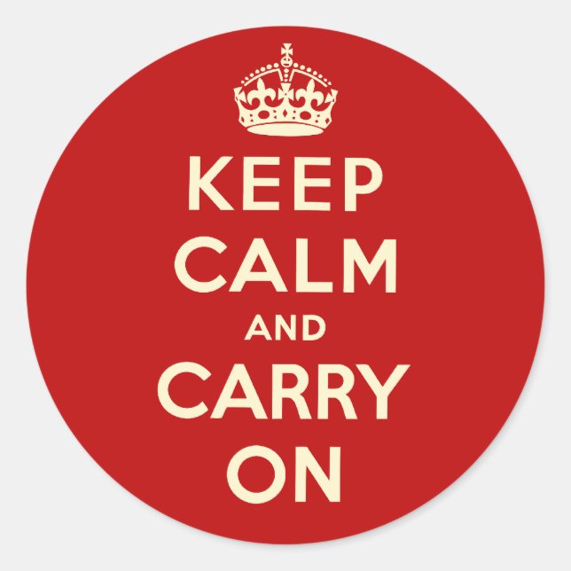 Keep Calm And Carry On Classic Round Sticker (Front)