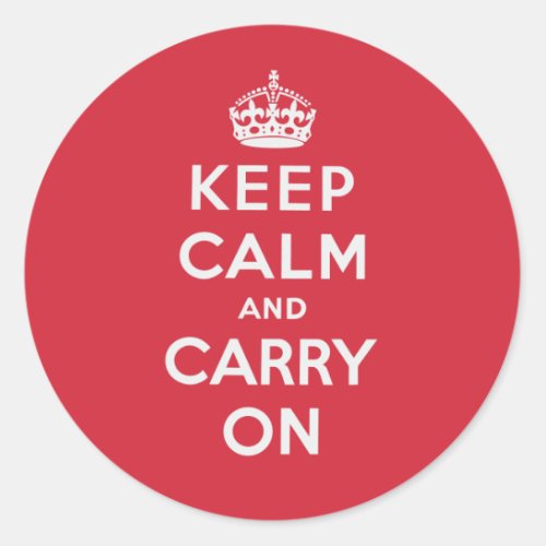 Keep Calm And Carry On Classic Round Sticker