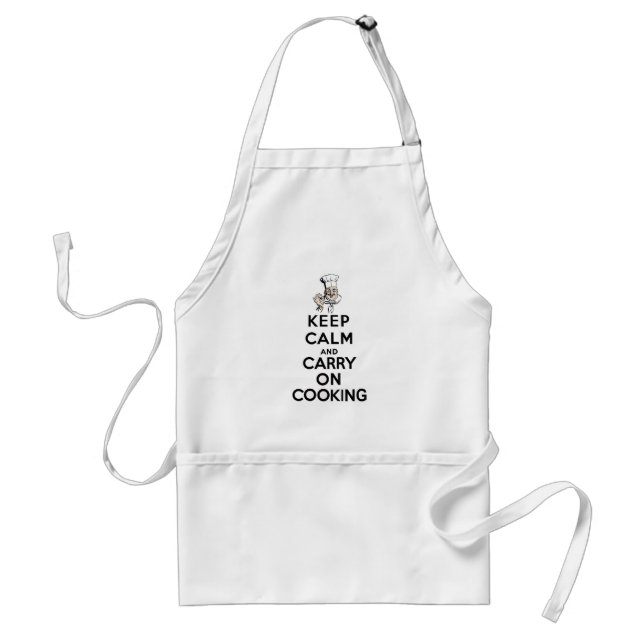 Keep Calm And Carry On Cooking Adult Apron (Front)