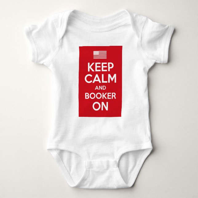 KEEP CALM AND CARRY ON, CORY BOOKER, DEMOCRATIC BABY BODYSUIT (Front)