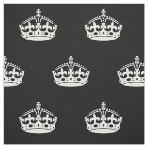 Keep Calm And Carry On Crown Pattern Fabric