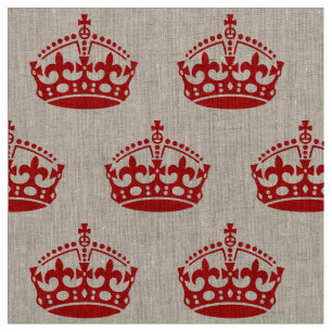 Keep Calm And Carry On Crown Pattern Fabric