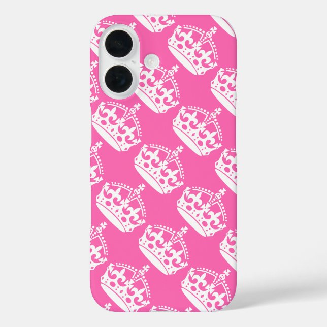 Keep Calm and Carry On Crown White on Pink Case-Mate iPhone Case (Back)