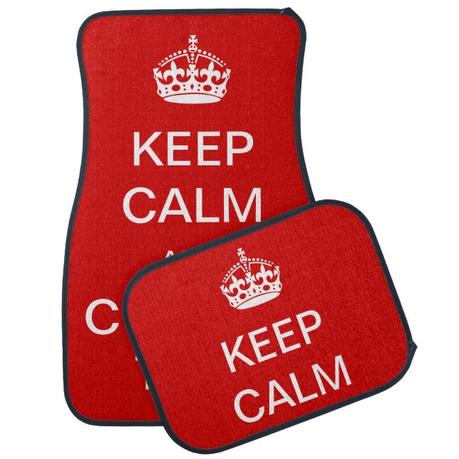 Keep Calm and Carry On Custom Text Car Floor Mat (Set)