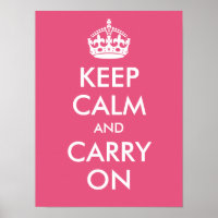 Keep Calm and Carry On Dark Pink Print