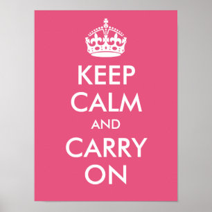 Keep Calm and Carry On Dark Pink Print