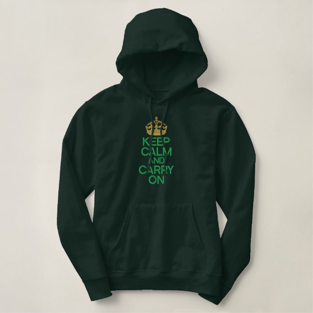 KEEP CALM AND CARRY ON embroidered APPAREL Embroidered Hoodie (Design Front)