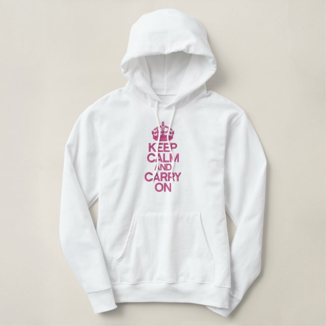 KEEP CALM AND CARRY ON embroidered APPAREL Embroidered Hoodie (Design Front)